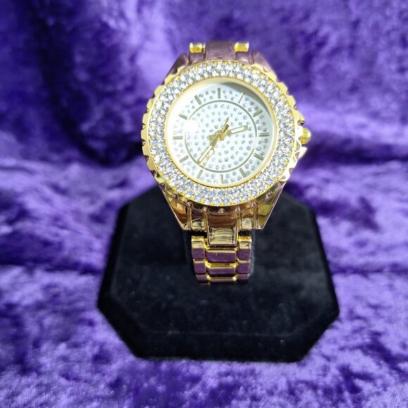 Goldtone Crystal Accent Watch – Rhinestone Dial & Luxe Face - Picture 2 of 4